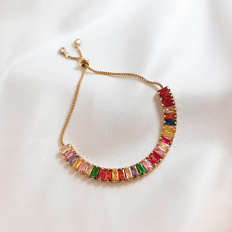 夏季彩色水晶ins小众设计风感手链 欧拉拉手链