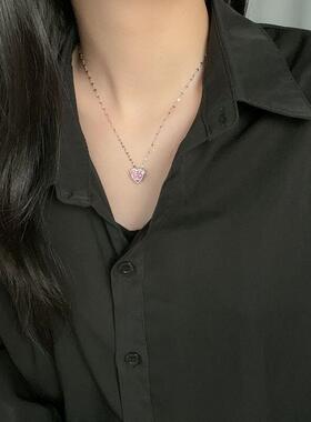 轻奢小众水晶爱心吊坠锁骨链女