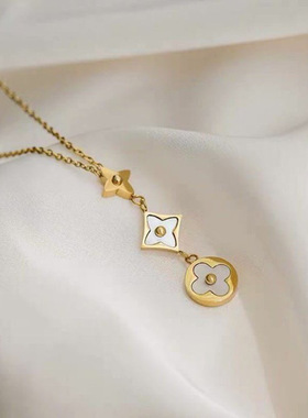 欧拉拉金色四叶草锁骨链百搭