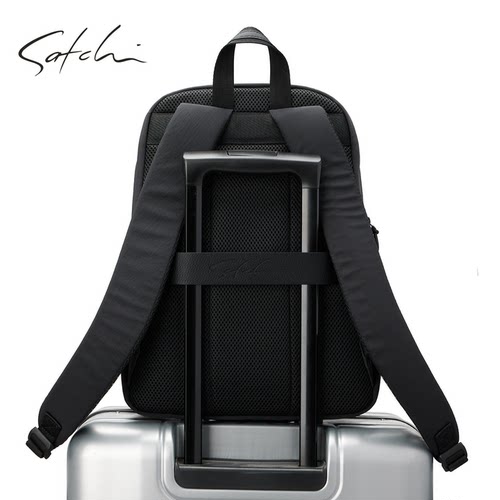 SATCHI/沙驰双肩包男士休闲通勤背包短途旅行书包时尚尼龙电脑包 - 图3