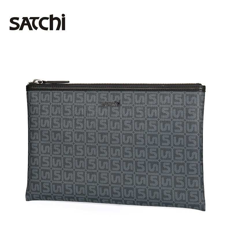 沙驰真皮经典印花信封包休闲男包 satchi沙驰男士包袋