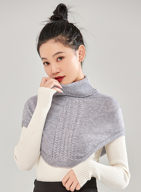 羊绒高领脖套女假领子针织毛线护颈椎保暖围脖围巾秋冬季套头披肩