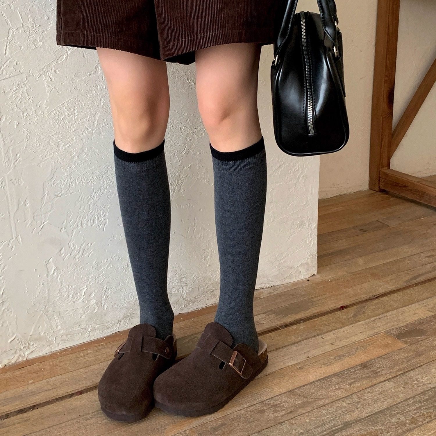 羊毛小腿袜子女藏蓝色显瘦长筒袜秋冬季保暖学院风高筒袜韩系堆堆,淘宝优惠券,粉丝福利购,淘宝优惠卷