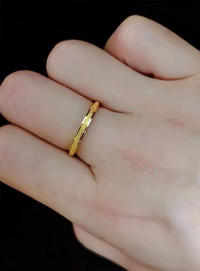 仿真金磨砂戒指可水洗不掉色质感网红爆款食指戒钛钢2026年新款