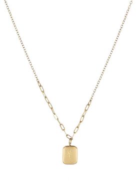 可水洗小方块玫瑰金色钛钢锁骨链