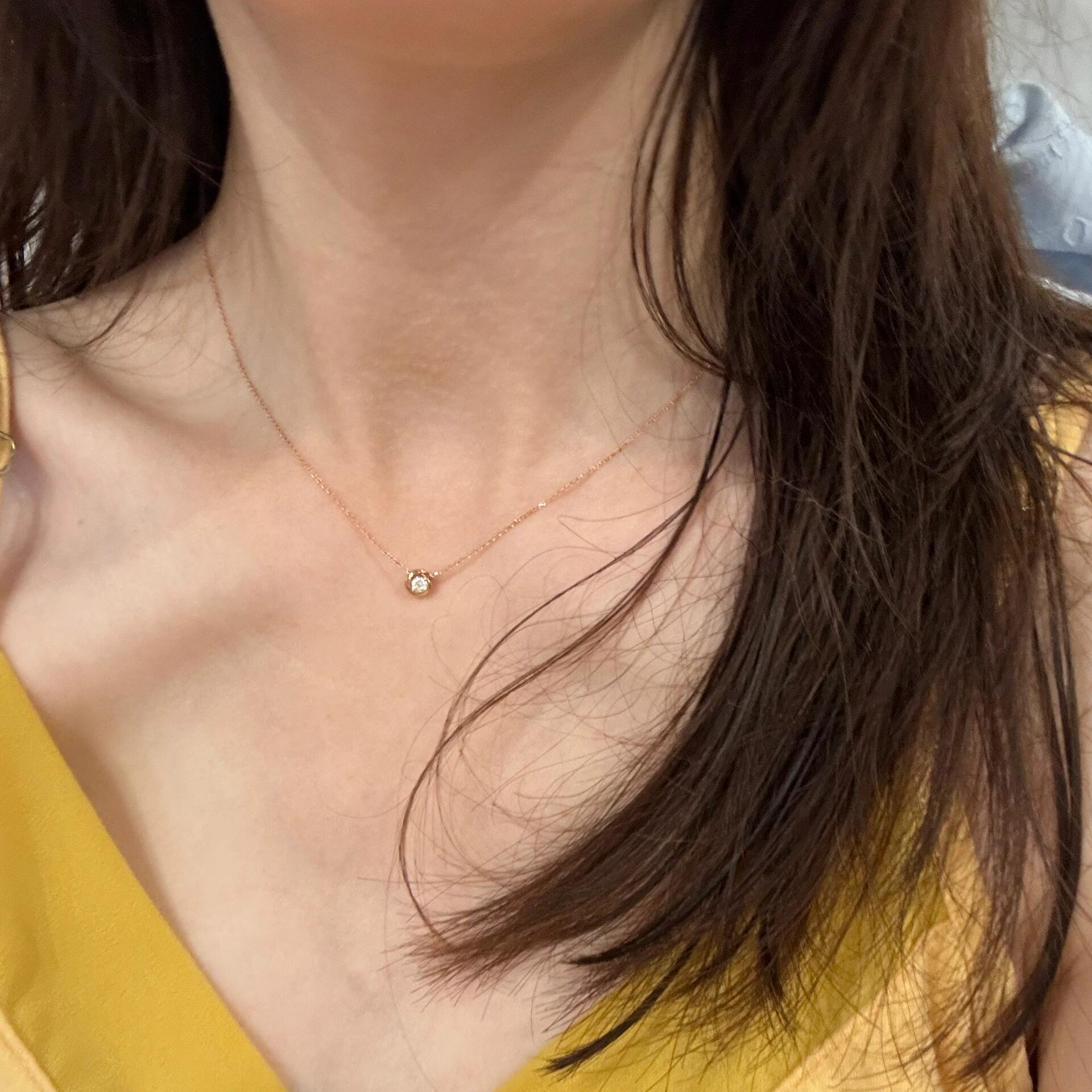 超闪！日式18K包金鼻屎仿真钻石项链赵露思同款单钻叠戴锁骨链ins - 图0