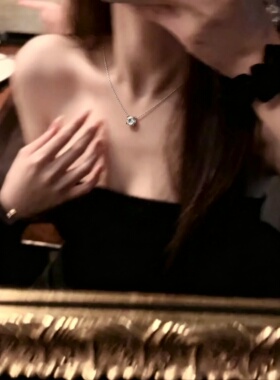韩系温柔银色亮晶晶小方钻项链细款显白百搭通勤锁骨链女气质大方