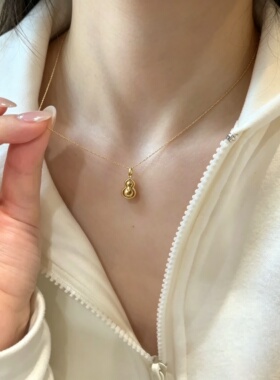 复古金葫芦锁骨链小众设计感简约百搭招财福禄吊坠日常通勤配饰