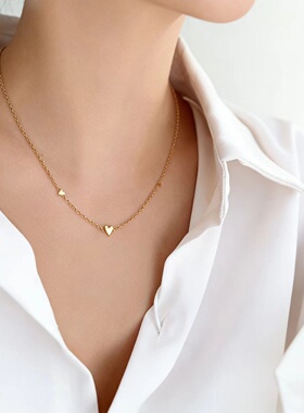 电气白兰金色爱心锁骨链可水洗