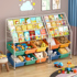 Children's bookshelf rack baby picture book toy storage rack multi-layer iron simple bookcase landing net red home