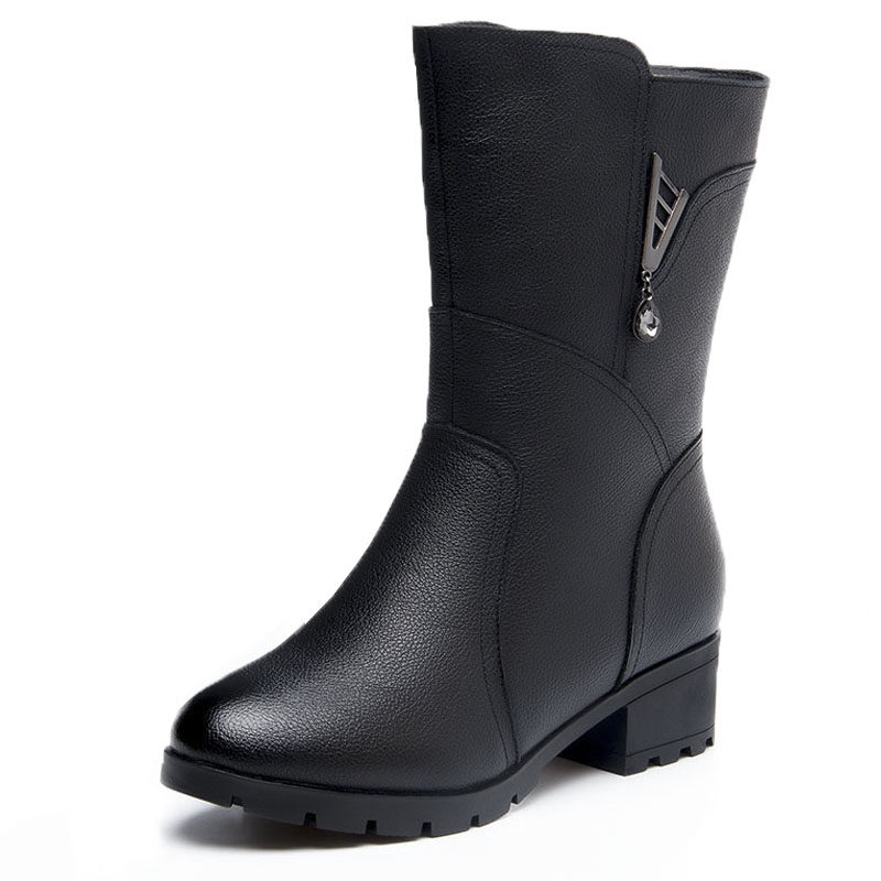 41中年妈妈真皮二棉中筒靴中跟软牛皮靴中老年人半跟43大码女鞋42,淘宝优惠券,粉丝福利购,淘宝优惠卷