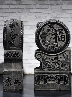 青石仿古门墩家用抱鼓石福鱼小象中式石材雕塑一对门当石精品包邮