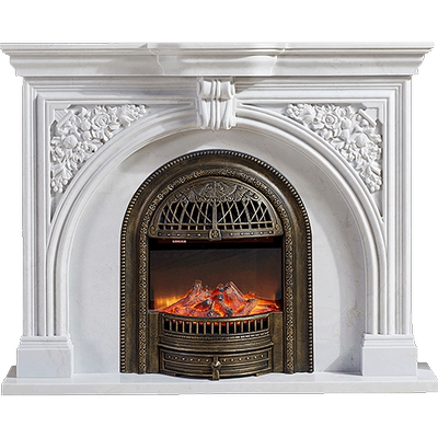 誉峰大理石壁炉架汉白玉石材玄关背景墙欧式别墅石雕花装饰柜美式 虎窝淘