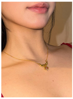 跳动的心·爱心锁骨链 欧美金色轻奢辣妹甜酷复古风千禧美式项链