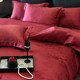 Light luxury high precision jacquard wedding four-piece set silky gloss red wedding quilt cover cotton sheet bedding