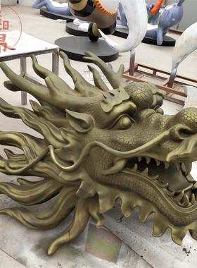 大型龙头雕塑神龙吐水雕像可吐水龙头玻璃钢装饰品美陈摆件墙面