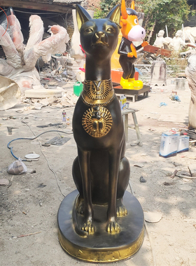 古埃及猫神玻璃钢雕塑古代文明遗址神兽雕像定做纯铜动物塑像定制