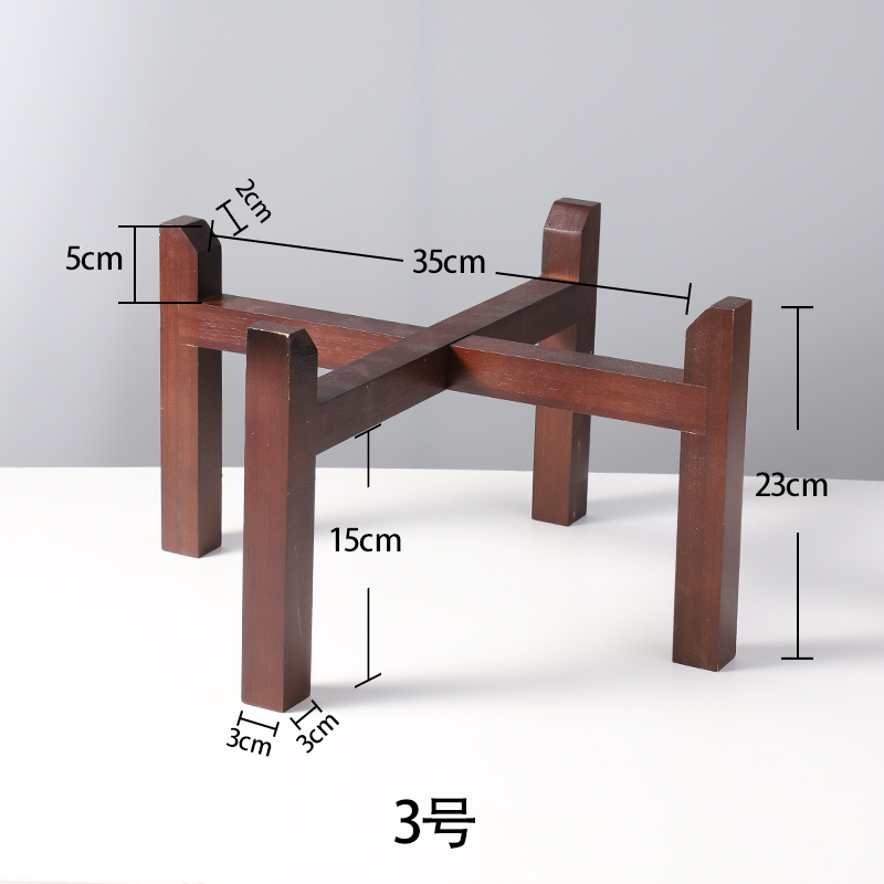 园艺盆景架实木木架水缸酒坛多用置物架茶叶罐底座花盆底座-图1