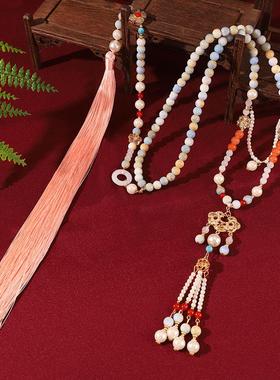 国潮汉服古风长背云璎珞项链