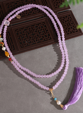 国风紫色璎珞项链汉服旗袍配饰