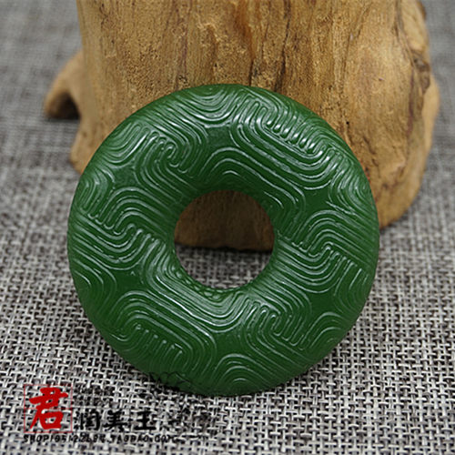 琉璃圆环玉环复古祥云纹平安扣玉佩DIY手工配件车挂汉服腰佩玉坠 - 图1