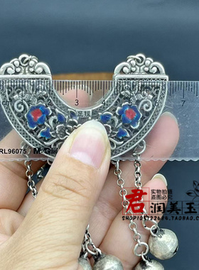 文玩仿古镶嵌景泰蓝吊坠挂件牡丹凤凰汉服国风旗袍压襟项链坠挂饰
