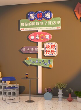 易优奶茶店pvc光泽好墙贴