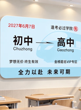 创意火车票高三班级文化墙贴培训班机构中高考教室墙面装饰黑板报