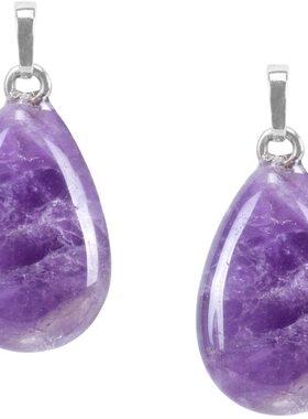 欧美饰品天然石头紫晶水滴吊坠项链简约女吊坠项链毛衣链水晶礼物