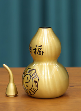 纳福镇宅纯铜开口葫芦风水摆件