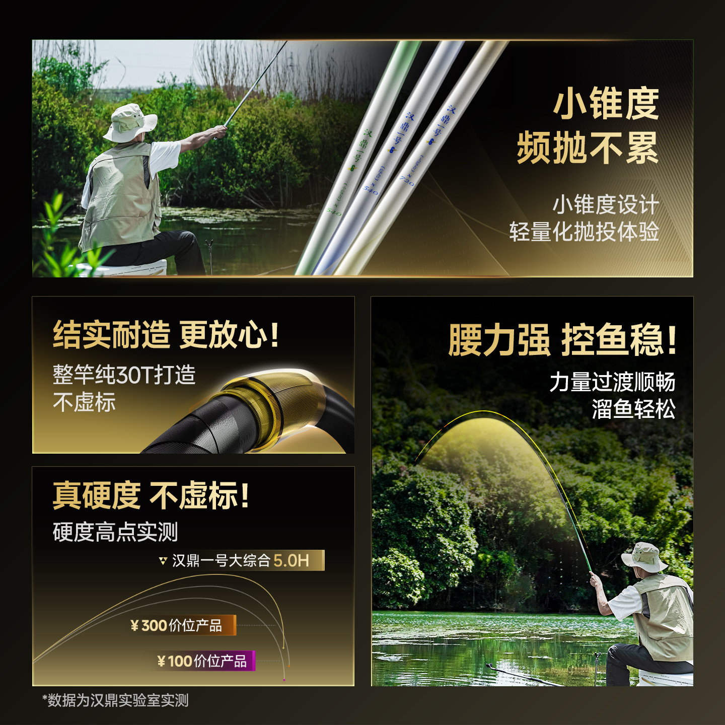 汉鼎一号5代鱼竿超轻手杆台钓鱼竿钓竿碳素超硬鲫鱼手竿一号五代