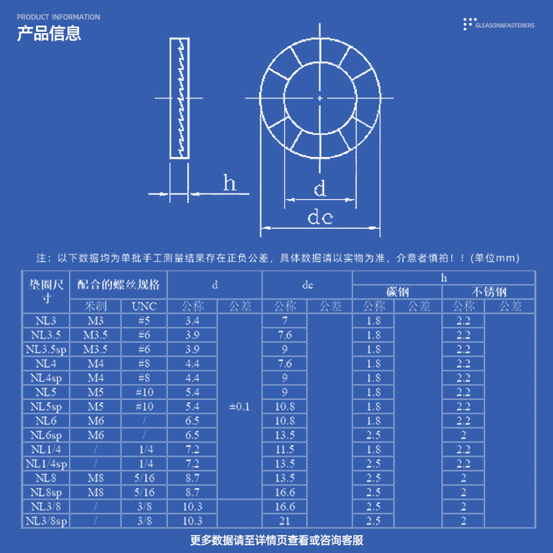 双叠自锁防松垫圈304不锈钢防滑防松锁紧咬合式带齿垫片DIN25201-图2