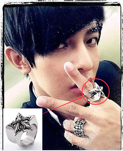 潮男 明星同款戒指 男士个性戒指霸气独特防身戒子 五角星配饰