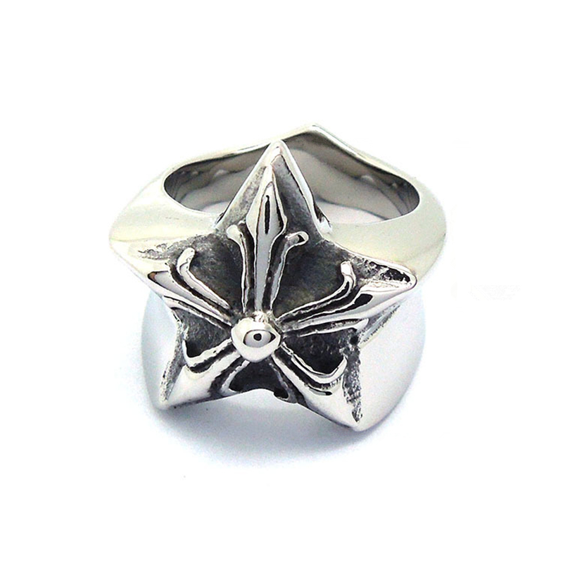 潮男 明星同款戒指 男士个性戒指霸气独特防身戒子 五角星配饰