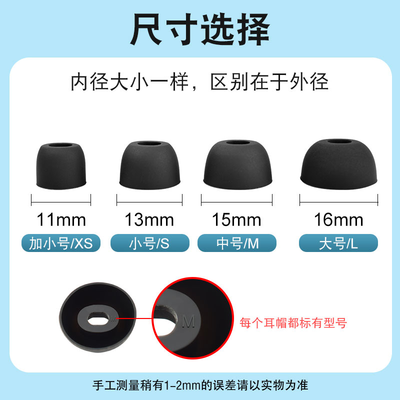 适用小米万魔1MORE降噪项圈蓝牙耳机套圈铁Pro耳塞套硅胶耳帽配件 - 图0