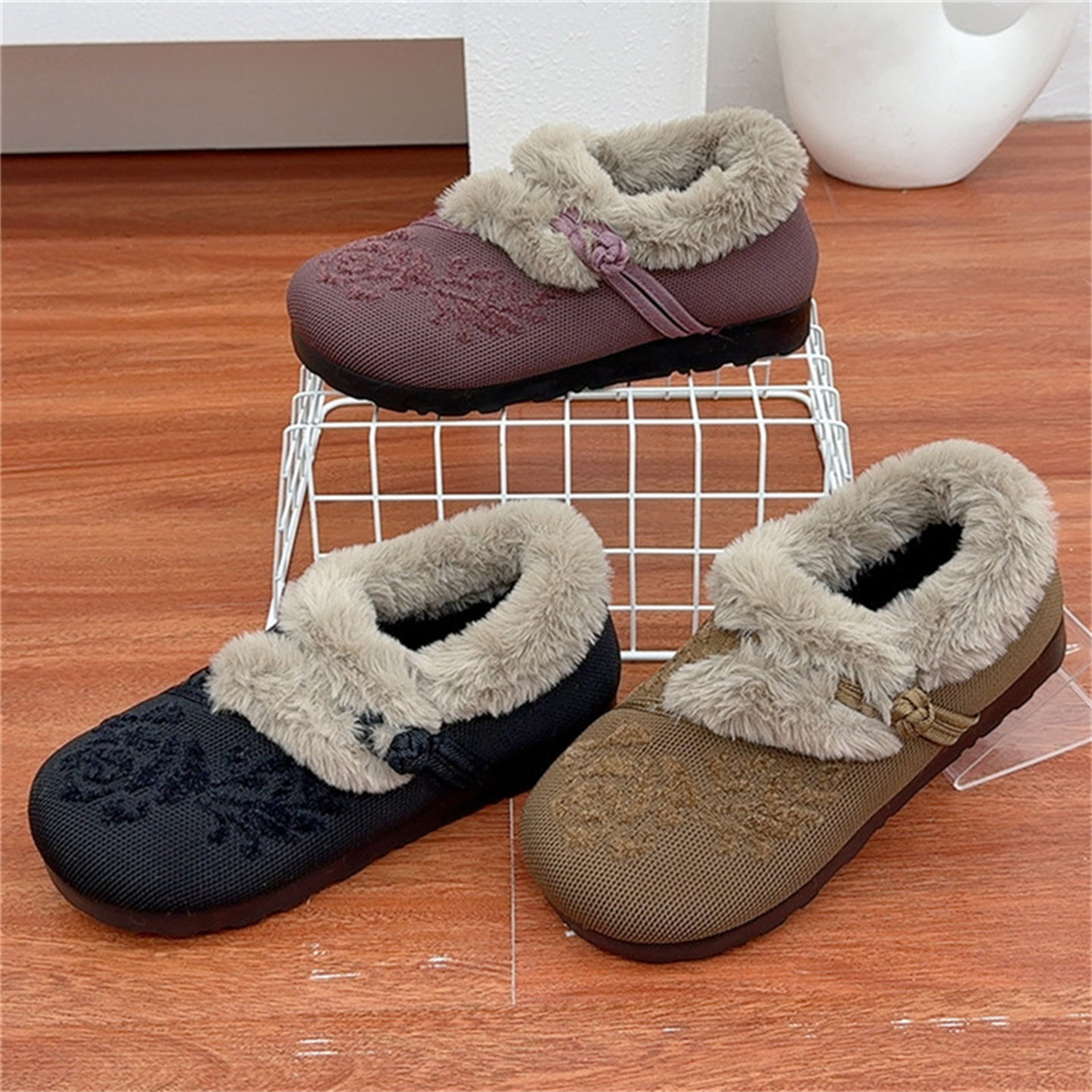 冬季新款女棉鞋百搭豆豆鞋轻便软底加绒一脚蹬毛毛鞋老北京布鞋,淘宝优惠券,粉丝福利购,淘宝优惠卷
