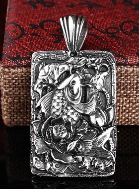 中国风复古麒麟龙腾四海钛钢项坠八卦高级感民族风锦鲤吊坠挂项链