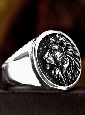 欧美霸气狮王戒指手饰品 欧美复古个性狮子头钛钢指环潮人首饰品