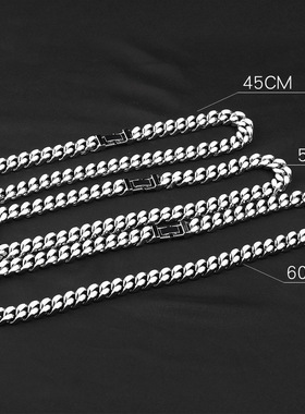 欧美嘻哈质感项链粗款白色钛钢古巴链项链hiphop男女潮流ins