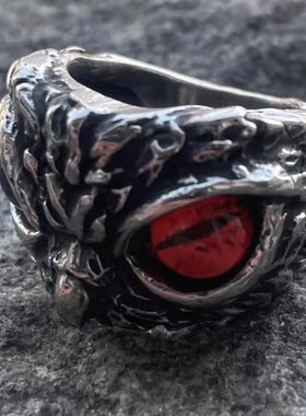朋克风新款猫头鹰钛钢戒指