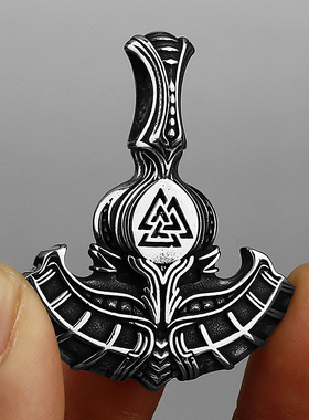 复古维京船锚符文钛钢吊坠欧美风