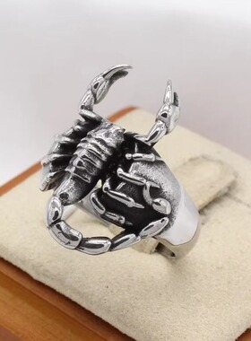 朋克风欧美个性复古蝎子钛钢戒指男士霸气嘻哈做旧个性单身饰品