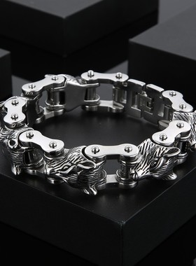 霸气男士钛钢高级感机车手链