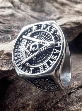 ROCK PUNK霸气共济钛钢戒指欧美食指单身个性潮牌不掉色士指环