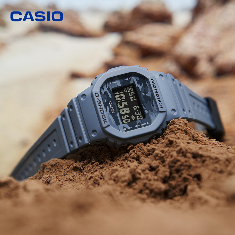 Casio卡西欧G SHOCK新款潮流迷彩小方块运动防水手表男DW5600CA - 图0