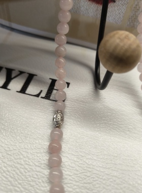 时尚奢华天然石粉水晶项链手链套装高品质简约款925银配饰