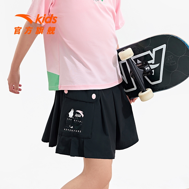 【姆明IP】安踏儿童女大童裙子夏季新款裙裤冰丝速干透气可爱短裤-图0
