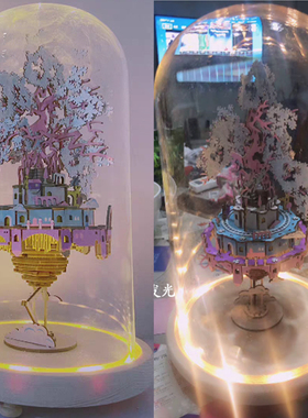 若态若来diy木质旋转防尘玻璃罩