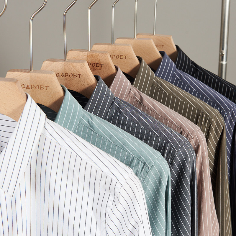 条纹长袖轻奢高级感男士休闲衬衫 艾诗祺男装衬衫