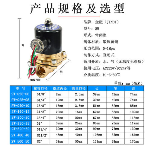 电磁阀常闭全铜4分水阀24V进水电动阀水管铜线开关电磁控制阀220V - 图2